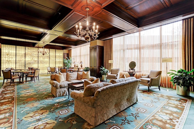 101 Westcott St Unit 305, Houston, TX 77007 - common area featuring coffered ceiling and wood ceiling with exposed beams