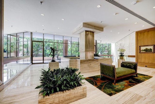 101 Westcott St Unit 305, Houston, TX 77007 - building lobby with floor to ceiling windows and recessed lighting