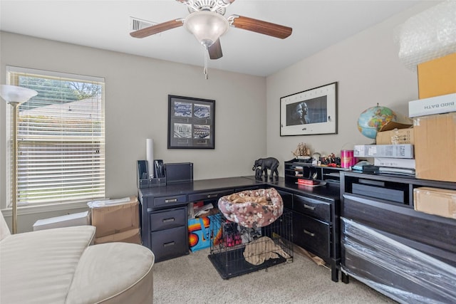8992 S Comanche Cir, Willis, TX 77378 - carpeted home office featuring healthy amount of natural light and a ceiling fan