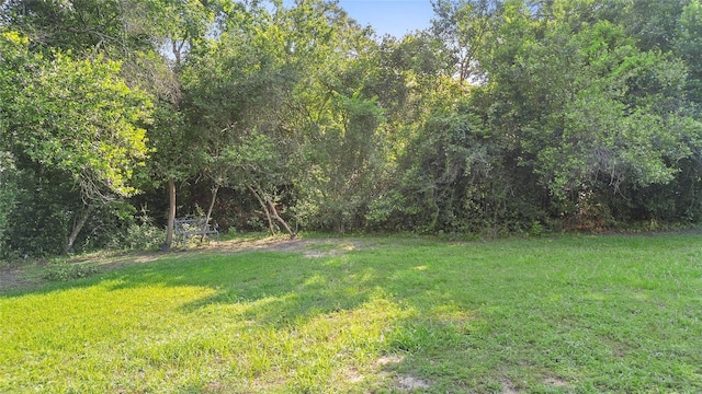 8992 S Comanche Cir, Willis, TX 77378 - view of green lawn featuring a forest view