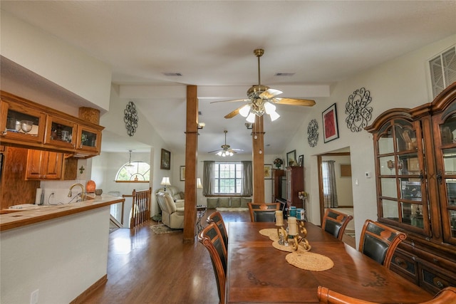 4746 County Road 502d, Sweeny, TX 77480 - dining area featuring wood finished floors and a ceiling fan