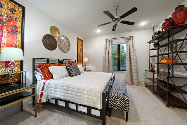 507 Terrace Dr, Houston, TX 77007 - bedroom with carpet flooring, recessed lighting, and a ceiling fan