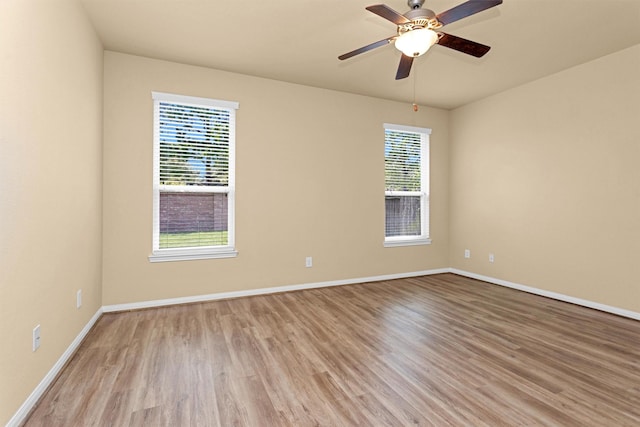 24734 Colonial Maple Dr, Katy, TX 77493 - spare room with light wood finished floors, baseboards, and a ceiling fan