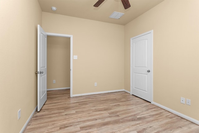 24734 Colonial Maple Dr, Katy, TX 77493 - spare room featuring a ceiling fan, light wood-type flooring, baseboards, and a smoke detector