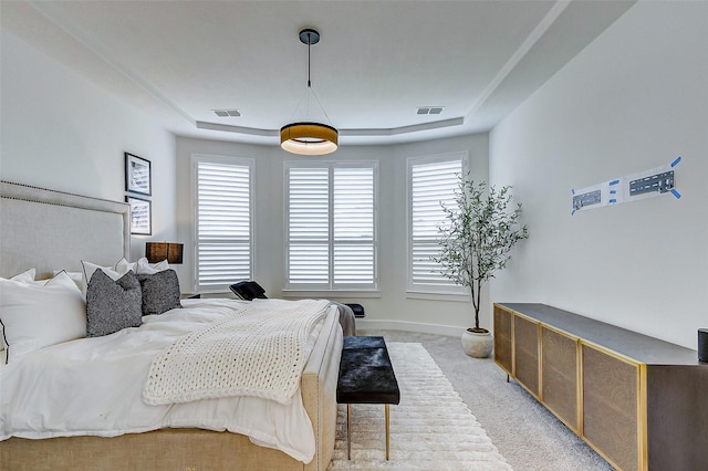 705 Serenity View Ln, Katy, TX 77493 - bedroom featuring light colored carpet and a tray ceiling