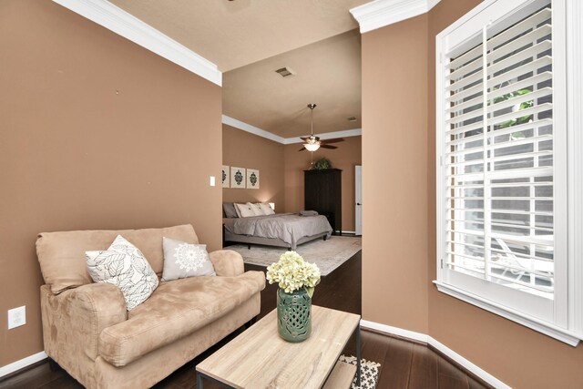9510 Willowbridge Park Blvd, Houston, TX 77064 - bedroom with baseboards, dark wood-style flooring, and crown molding