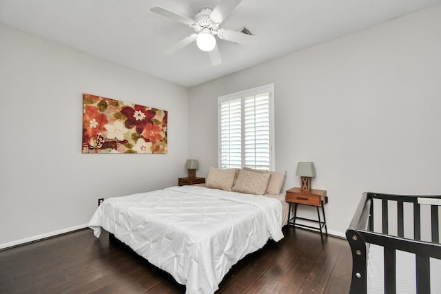 9510 Willowbridge Park Blvd, Houston, TX 77064 - bedroom with hardwood / wood-style floors, baseboards, and a ceiling fan