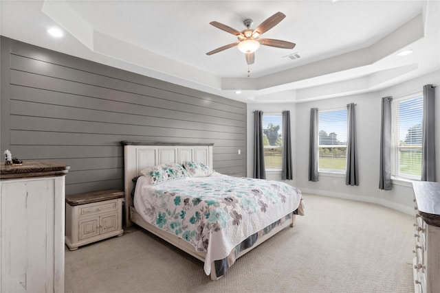 18327 Cypress Hill Dr, Rosharon, TX 77583 - bedroom featuring multiple windows, light colored carpet, recessed lighting, a ceiling fan, and baseboards