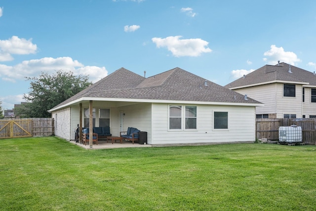 8402 Piping Rock St, Baytown, TX 77523 - back of property featuring a patio, a shingled roof, and central AC
