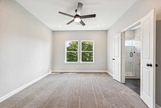 4211 Faulkner St, Houston, TX 77021 - unfurnished bedroom with carpet, baseboards, recessed lighting, ensuite bathroom, and ceiling fan