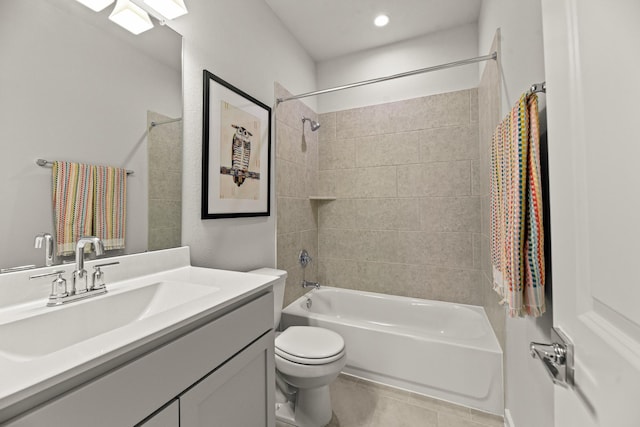 104 Dina Ln, Montgomery, TX 77356 - bathroom with vanity, washtub / shower combination, toilet, and tile patterned flooring