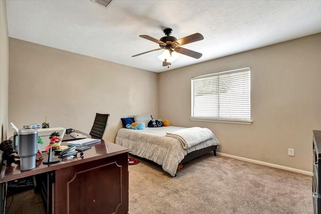 4235 Park Ridge Dr, Pasadena, TX 77504 - bedroom featuring an office area, carpet, and a ceiling fan