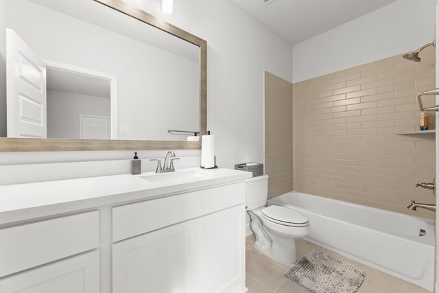 454 Patina Dr, Montgomery, TX 77316 - bathroom with toilet, vanity, shower / bathtub combination, and tile patterned flooring