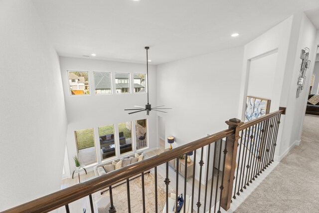 454 Patina Dr, Montgomery, TX 77316 - corridor with carpet flooring, recessed lighting, and an upstairs landing