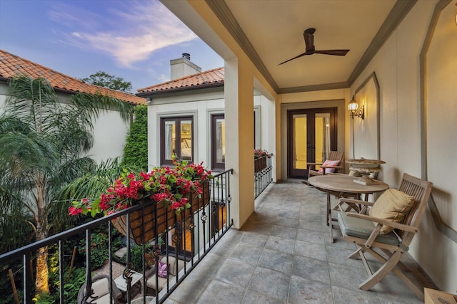 5710 Logan Ln, Houston, TX 77007 - balcony featuring french doors and ceiling fan