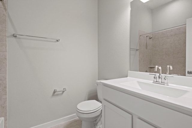 207 Little Dog Dr, Montgomery, TX 77356 - full bathroom featuring toilet, a shower, vanity, tile patterned floors, and baseboards