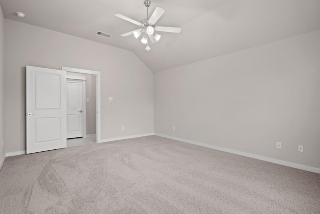 207 Little Dog Dr, Montgomery, TX 77356 - additional living space featuring vaulted ceiling, a ceiling fan, light colored carpet, and baseboards