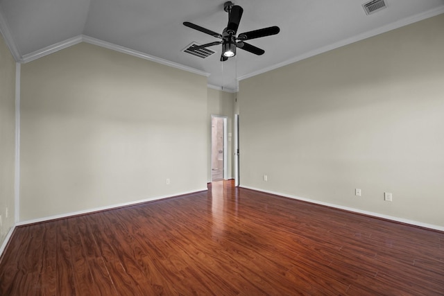 2723 Shelby Dr, Pearland, TX 77584 - unfurnished room featuring ceiling fan, wood finished floors, ornamental molding, and baseboards