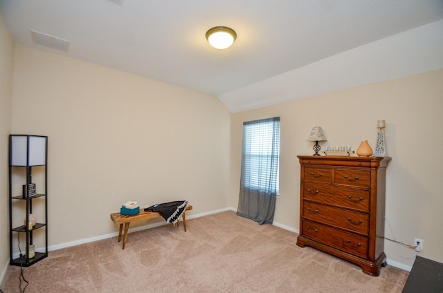 2109 Sunset Terrace Ln, Houston, TX 77089 - living area with lofted ceiling, light carpet, and baseboards