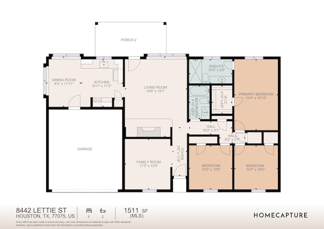 8442 Lettie St, Houston, TX 77075 - property floor plan
