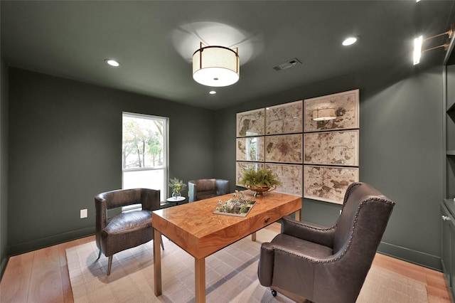 10090 Valley Dr S, Willis, TX 77318 - home office with light wood-type flooring, recessed lighting, and baseboards