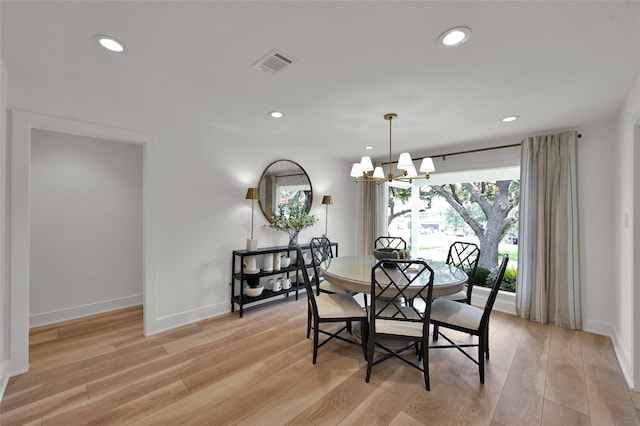 10090 Valley Dr S, Willis, TX 77318 - dining room featuring recessed lighting, light wood-style flooring, baseboards, and a chandelier