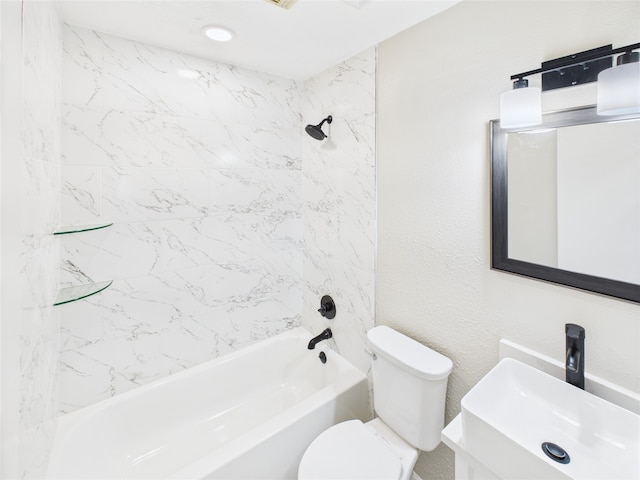3219 Ricewood Dr, Porter, TX 77365 - bathroom with shower / bathtub combination, toilet, and vanity