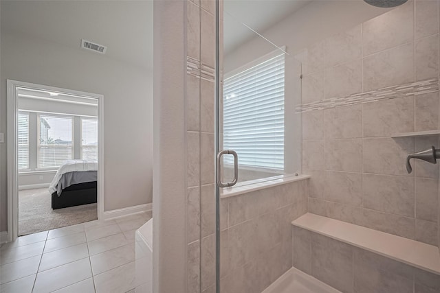1718 Pepper Grove Ln, Katy, TX 77494 - full bath with a shower stall, plenty of natural light, and tile patterned floors