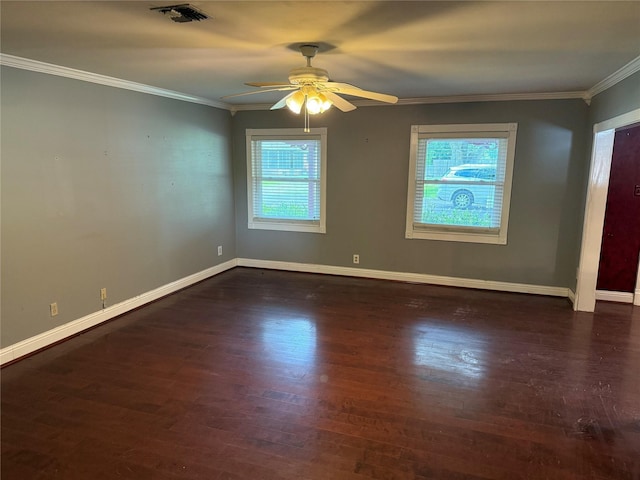1707 Key St, Waller, TX 77484 - unfurnished room featuring crown molding, baseboards, wood finished floors, and a ceiling fan