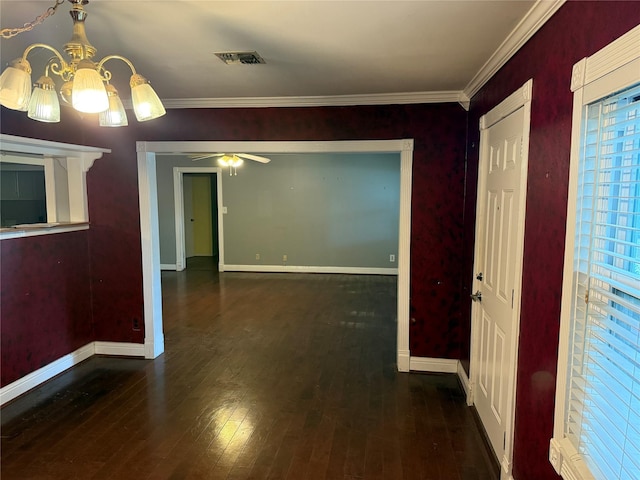 1707 Key St, Waller, TX 77484 - corridor featuring baseboards, hardwood / wood-style flooring, a chandelier, and ornamental molding