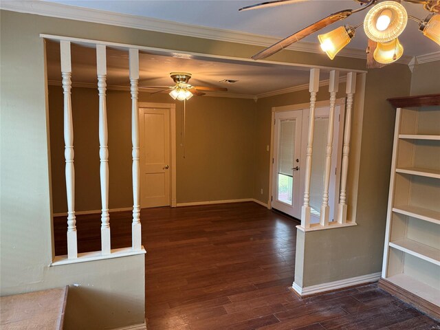 1707 Key St, Waller, TX 77484 - spare room featuring a ceiling fan, wood finished floors, baseboards, and ornamental molding