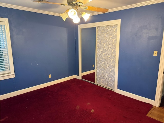 1707 Key St, Waller, TX 77484 - unfurnished room featuring a ceiling fan, ornamental molding, baseboards, and carpet flooring