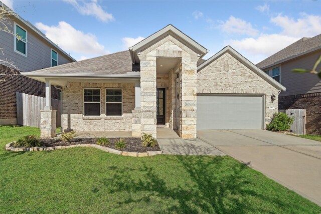 512 Highland Thicket Dr, Montgomery, TX 77316 - view of front facade featuring a garage, brick siding, driveway, and roof with shingles