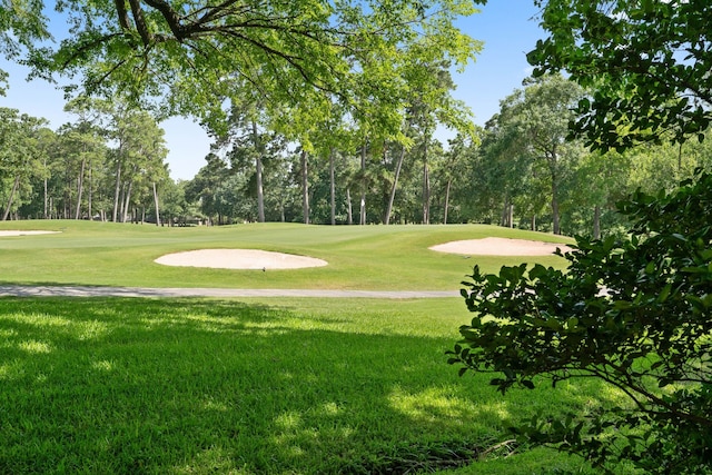110 Canterbury Green Dr, Conroe, TX 77356 - view of community with view of wooded area, a yard, and golf course view