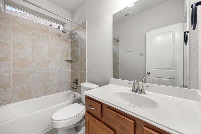 18738 Fox Kestrel Trl, Cypress, TX 77429 - bathroom with toilet, vanity, and shower / tub combination