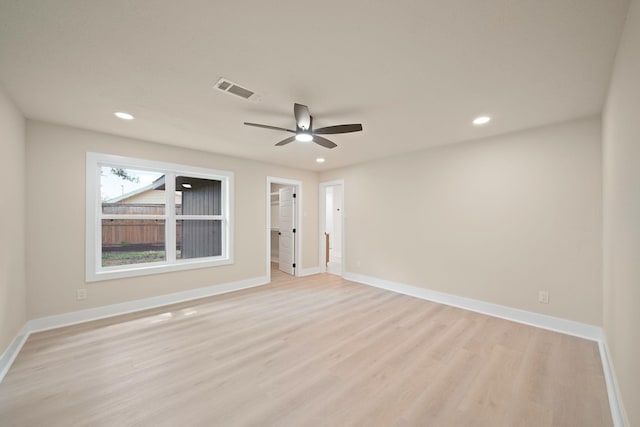 15322 E Barbara Cir, Houston, TX 77071 - empty room featuring light wood-style flooring, ceiling fan, and recessed lighting