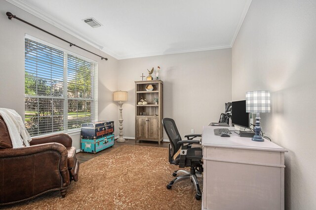 16618 S Swirling Cloud Ct, Cypress, TX 77433 - office area with crown molding
