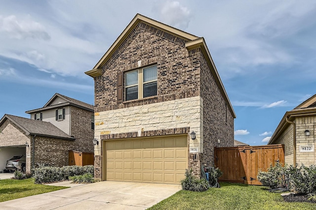 8126 Coco Bluff Dr, Cypress, TX 77433 - traditional home with brick siding, driveway, an attached garage, and stone siding