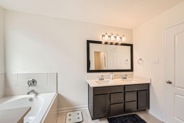 8126 Coco Bluff Dr, Cypress, TX 77433 - full bath featuring a bath, double vanity, and baseboards