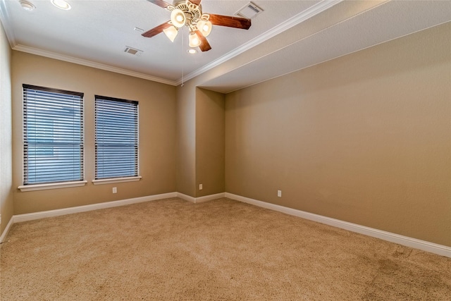 1610 Knox St Unit A, Houston, TX 77007 - carpeted empty room with crown molding, ceiling fan, baseboards, and a smoke detector