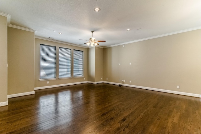 1610 Knox St Unit A, Houston, TX 77007 - empty room with a ceiling fan, wood finished floors, crown molding, recessed lighting, and baseboards