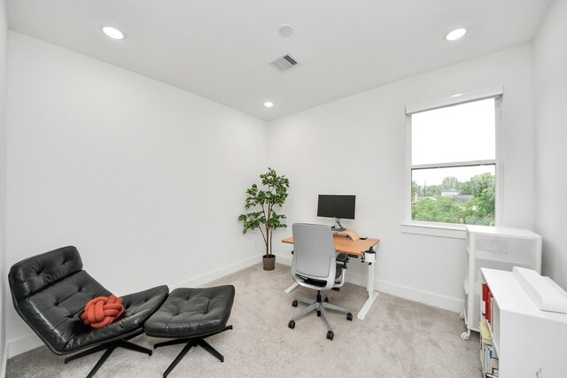 3022 Live Oak St, Houston, TX 77004 - carpeted home office featuring baseboards and recessed lighting