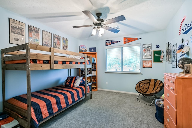 3602 Pine Stream Dr, Pearland, TX 77581 - bedroom featuring carpet, baseboards, and a ceiling fan
