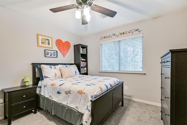 3602 Pine Stream Dr, Pearland, TX 77581 - bedroom featuring light carpet, baseboards, and a ceiling fan