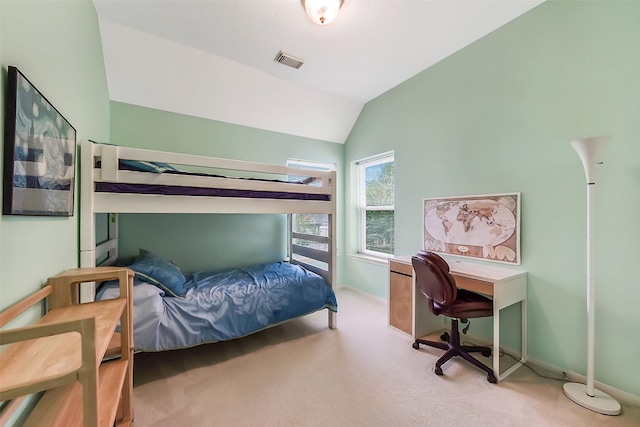 7711 Silent Star Ct, Houston, TX 77095 - carpeted bedroom with baseboards and lofted ceiling