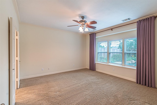 13219 Allysum Ct, Cypress, TX 77429 - spare room with a ceiling fan, carpet flooring, baseboards, and ornamental molding