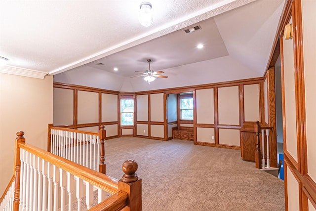 13219 Allysum Ct, Cypress, TX 77429 - carpeted empty room featuring ceiling fan and vaulted ceiling