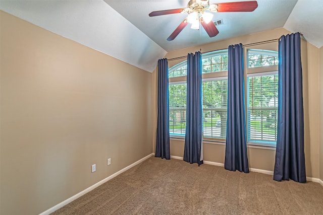 13219 Allysum Ct, Cypress, TX 77429 - carpeted empty room featuring lofted ceiling, ceiling fan, and baseboards