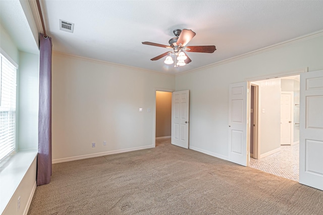 13219 Allysum Ct, Cypress, TX 77429 - unfurnished bedroom with carpet floors, ornamental molding, baseboards, and ceiling fan