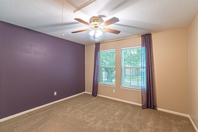 13219 Allysum Ct, Cypress, TX 77429 - carpeted spare room featuring a ceiling fan, a textured ceiling, and baseboards
